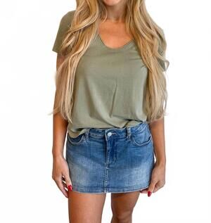 NEW PROJECT SOCIAL T flora u-neck tee in green